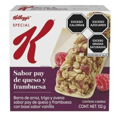 Barras de Cereal Frambuesa/Pay de Queso 132 g Kelloggs 1/6 Clave: 19175