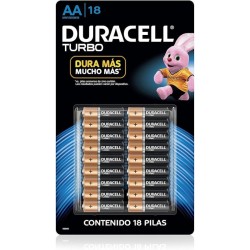 Pilas Alcalinas AA 18 Pzas Duracell Turbo 1/18 Clave: 19656