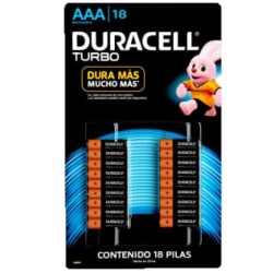Pilas Alcalinas AAA 18 Pzas Duracell Turbo 1/18 Clave: 19657