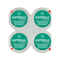 Analgésico Aspirina Advanced Ácido Acetilsalicílico 500 g 1/20 Clave: 10119