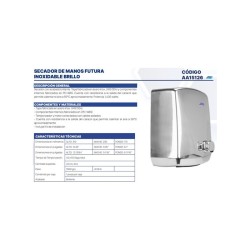 Secador de Manos Acero Inoxidable con Pulsador Jofel 1/1 Clave: AA15126
